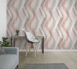 Tapete Vlies Wellen-Design Rosa Beige Grau Shades 32443 -Orex Verkäufe Tapete Vlies Wellen Design rosa beige grau Shades 32443 63207489 2