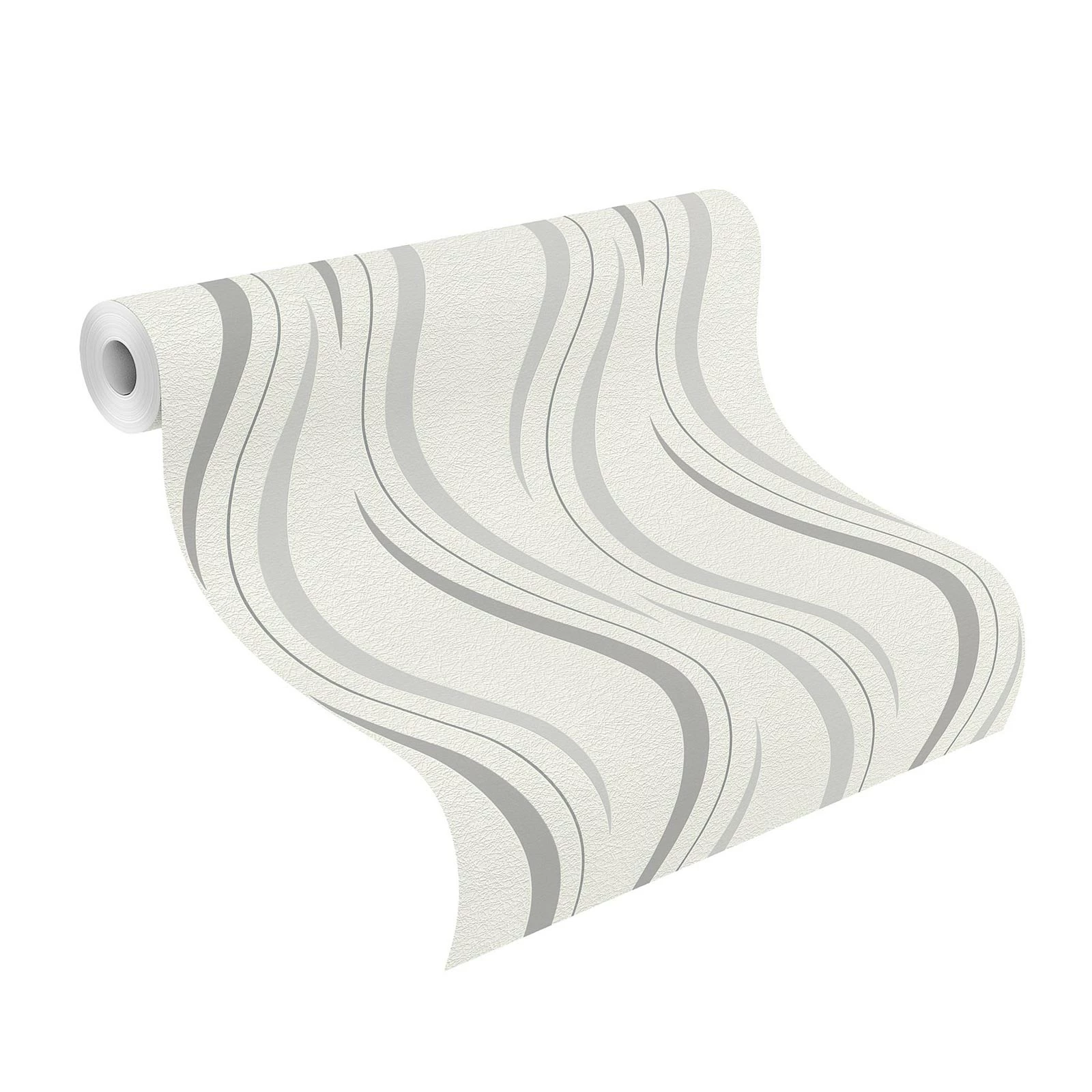 Tapete Vlies Wellen Grafik Weiß Glanz Rasch 476514 4 Tapete Vlies Wellen Grafik Weiß Glanz Rasch 476514 – Bild 2