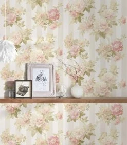 Tapete Vlies Streifen Mit Blumen Creme-beige 30446-1 -Orex Verkäufe Tapete aus Vlies 30446 1 Streifen mit Blumen creme beige 152931 3