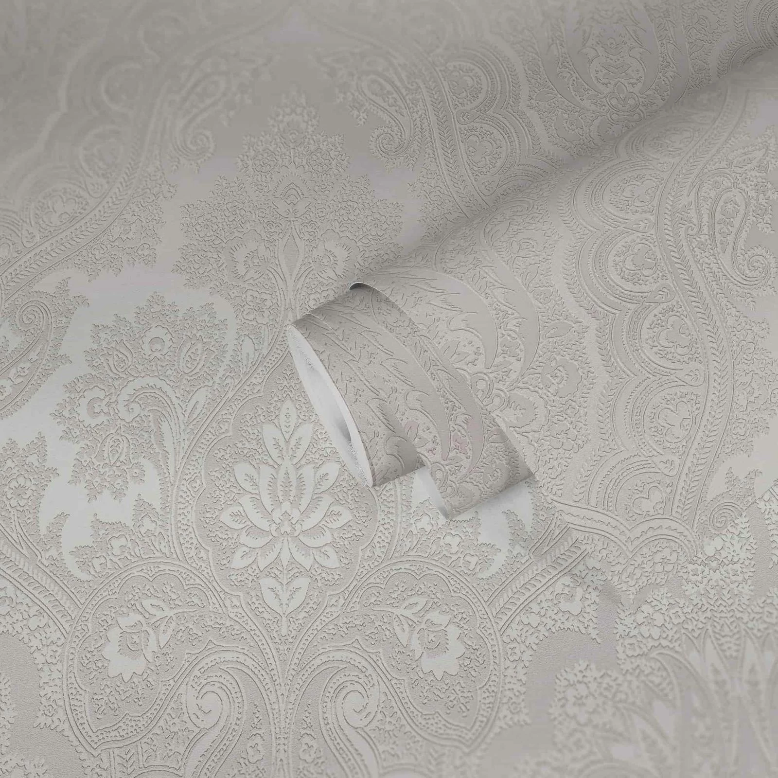 Tapete Vlies Barock-Design Grau Silber 38708-4 3 Tapete Vlies Barock-Design Grau Silber 38708-4