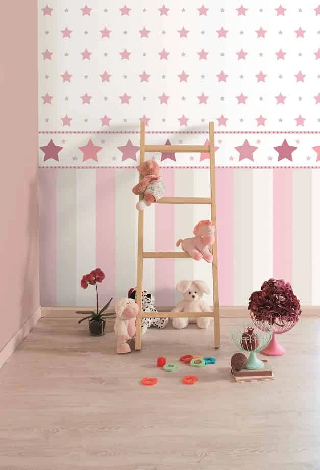 Tapetenborte Bordüre Sterne Weiß Rosa 330501 4 Tapetenborte Bordüre Sterne Weiß Rosa 330501 – Bild 2