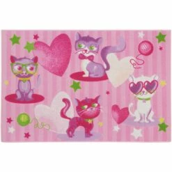 Kinderteppich Fashion Cats Spielteppich 80x120 Cm Pink Rosa