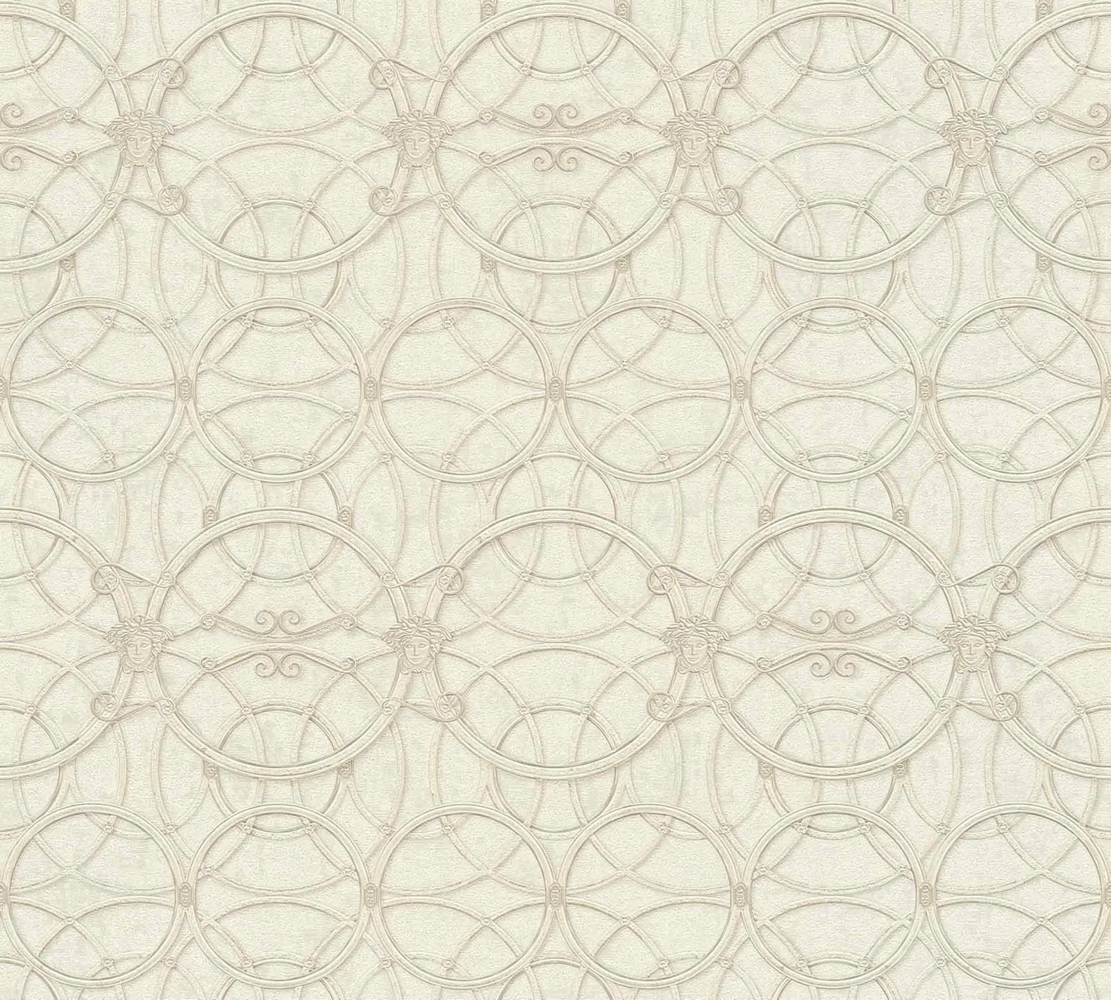 Versace Home Tapete Medusa Creme Weiß Metallic 370493 3 Versace Home Tapete Medusa Creme Weiß Metallic 370493
