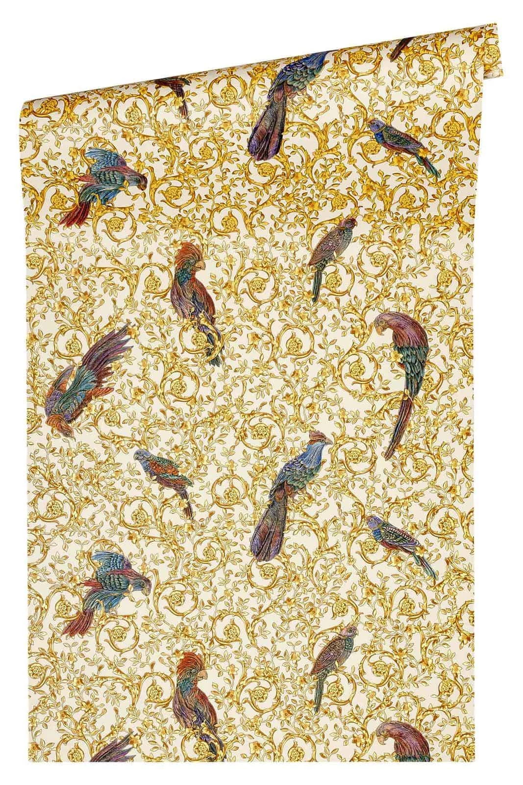 Versace Home Tapete Barock Vögel Weiß Metallic 370532 5 Versace Home Tapete Barock Vögel Weiß Metallic 370532 – Bild 3