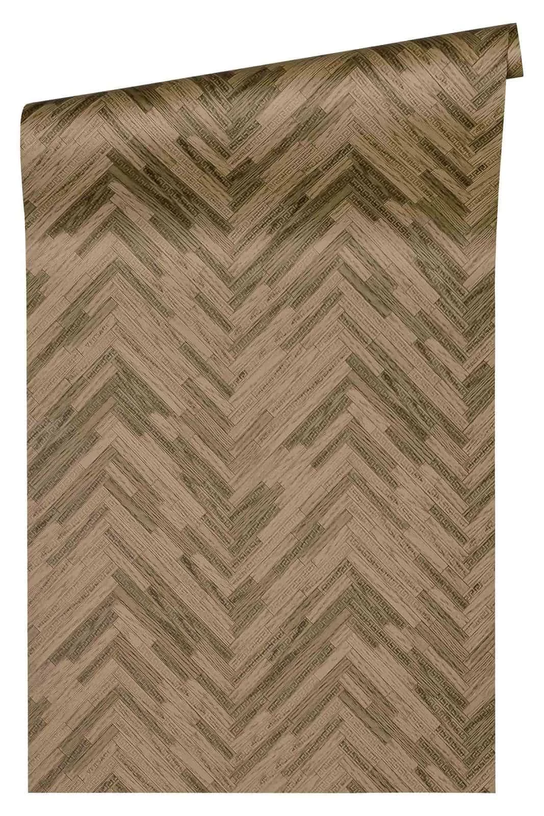 Versace Home Tapete Fischgrät Braun Beige Glanz 370512 5 Versace Home Tapete Fischgrät Braun Beige Glanz 370512 – Bild 3