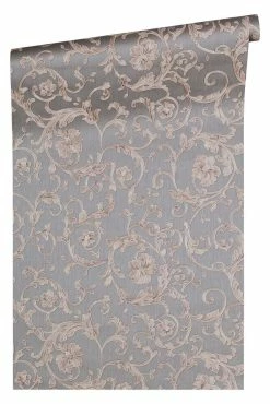 Versace Home Tapete Floral Grau Silber-grau Glitzer 34326-5 6 Versace Home Tapete Floral Grau Silber-grau Glitzer 34326-5 -Orex Verkäufe Versace Home Tapete Floral grau silbergrau Glitzer