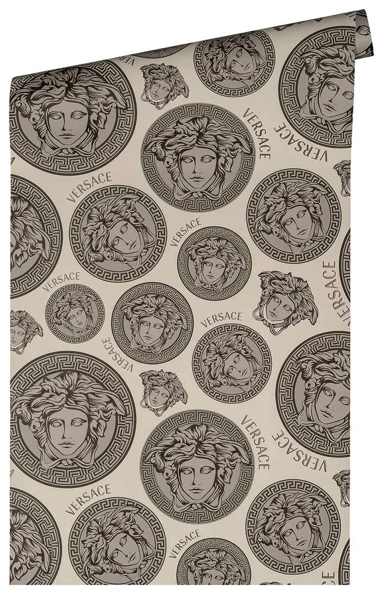 Versace Vliestapete 38611-2 Medusa Logo Beige Grau 8 Versace Vliestapete 38611-2 Medusa Logo Beige Grau – Bild 6