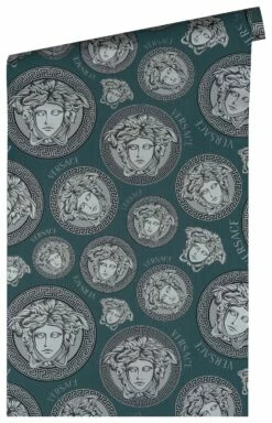 Versace Vliestapete 38611-1 Medusa Silber Petrol 12 Versace Vliestapete 38611-1 Medusa Silber Petrol -Orex Verkäufe Vliestapete 38611 1 Medusa Petrol VERSACE Home Tapete 63213730 2