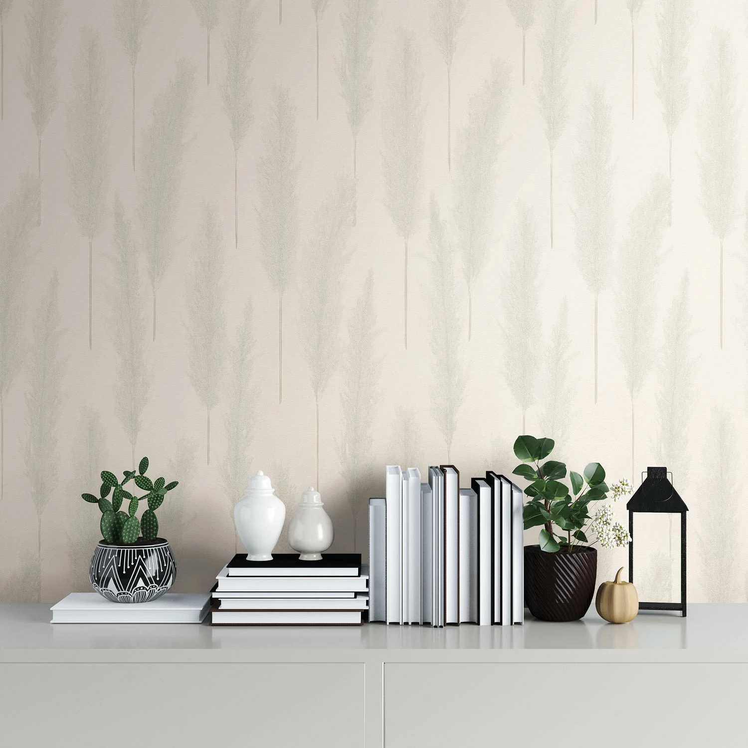 Vliestapete 386311 Pampasgras Grau Weiß 3 Vliestapete 386311 Pampasgras Grau Weiß