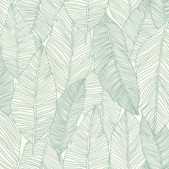 Vliestapete Blätter Linien Weiß Grün Jungle Fever 139010