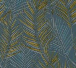 Vliestapete Petrol Gelb Glanz Dschungel Farne 39038-7 -Orex Verkäufe Vliestapete Blaetter Tropisch Petrol Gelb Glanz 39038 7 63215514