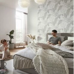 Vliestapete Elle Blattmuster Weiß Grau Silber 10332-10 -Orex Verkäufe Vliestapete Elle Blaetter Weiss Grau Silber 10332 10 63216403 5