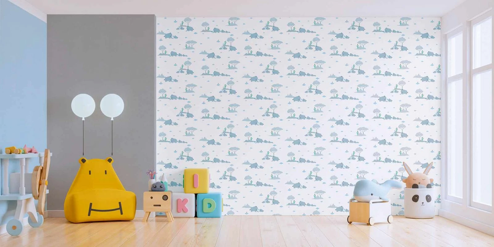 Vliestapete Kinder Elefanten Baum Grau Grün Weiß 38128-1 5 Vliestapete Kinder Elefanten Baum Grau Grün Weiß 38128-1 – Bild 3