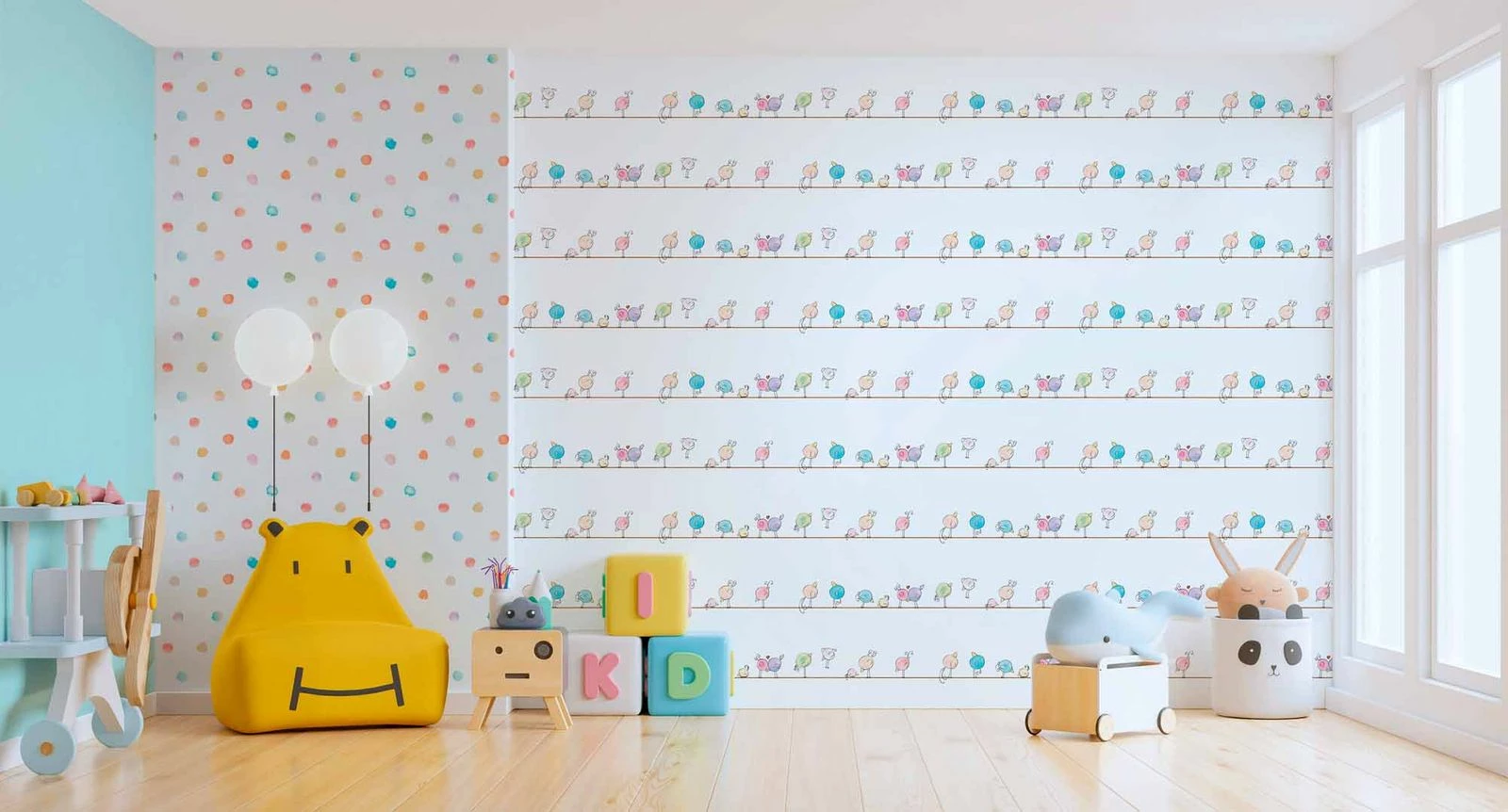 Vliestapete Kinder Punkte Wasserfarben Bunt Weiß 38147-1 6 Vliestapete Kinder Punkte Wasserfarben Bunt Weiß 38147-1 – Bild 4