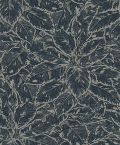 Vliestapete Metallic Blätter Schwarz JF3902 Grandeco