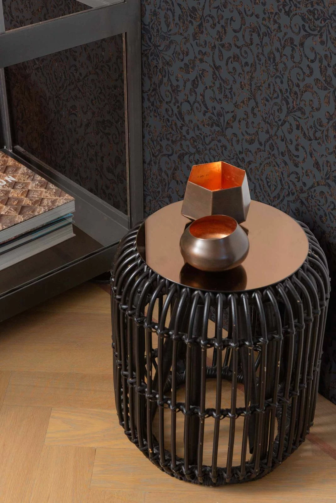 Vliestapete Ornament Anthrazit Kupfer Metallic 296166 4 Vliestapete Ornament Anthrazit Kupfer Metallic 296166 – Bild 2