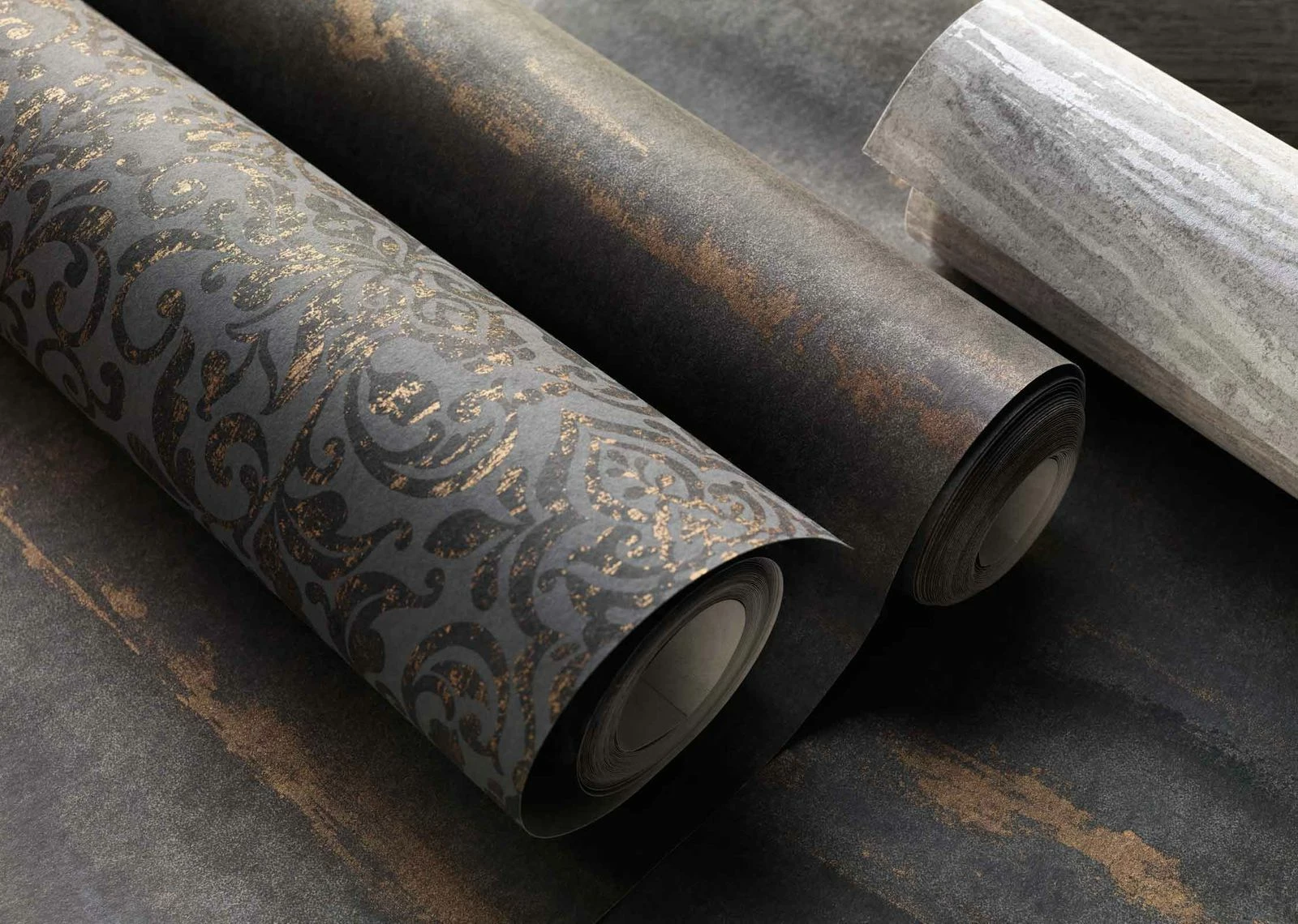 Vliestapete Ornament Anthrazit Kupfer Metallic 296166 5 Vliestapete Ornament Anthrazit Kupfer Metallic 296166 – Bild 3