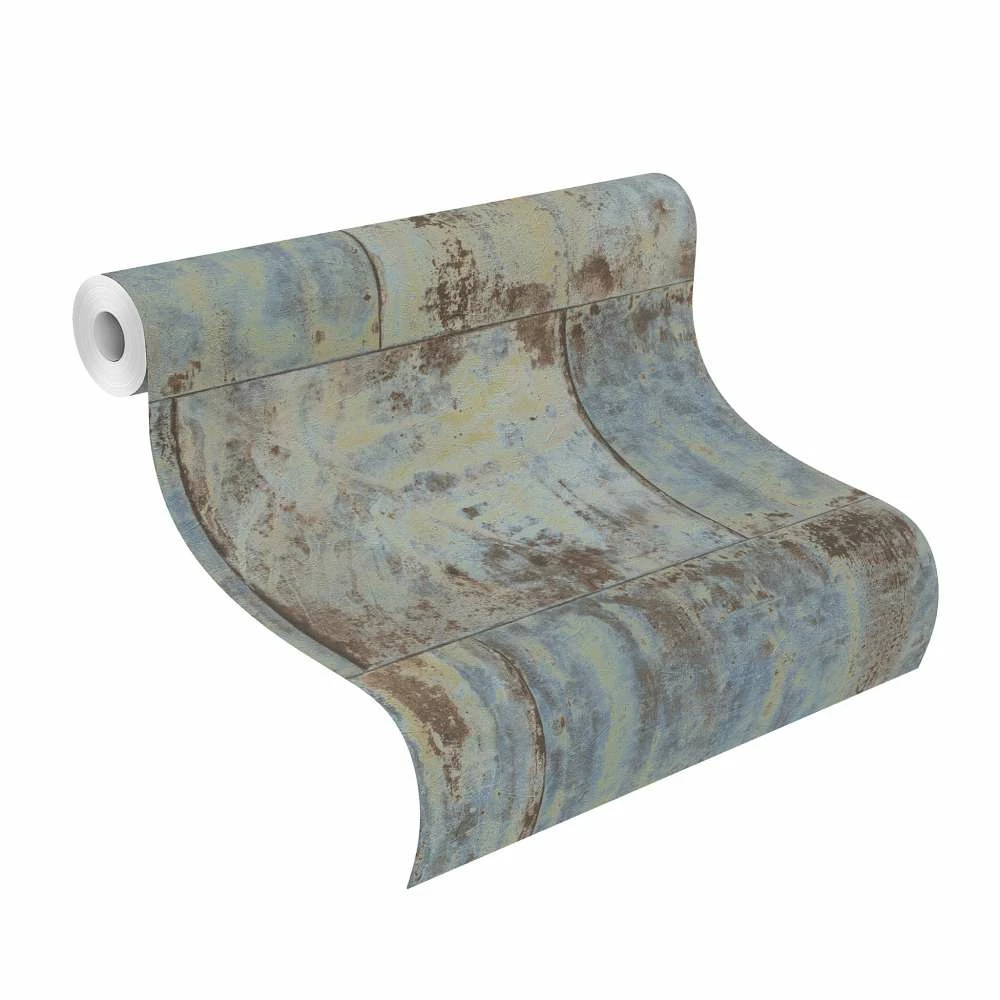 Tapete Vlies Metall Patina Rost Used Blau Rasch 939712 4 Tapete Vlies Metall Patina Rost Used Blau Rasch 939712 – Bild 2