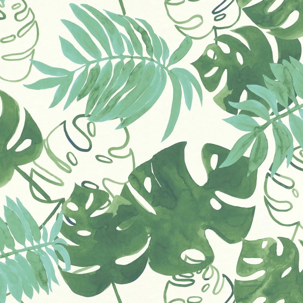 Vliestapete Tropen Blätter Grün Weiß 138886 3 Vliestapete Tropen Blätter Grün Weiß 138886