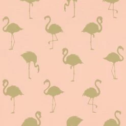 Vliestapete Silhouette Flamingo Rosa Gold Metallic 138994